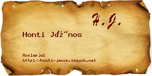 Honti János névjegykártya